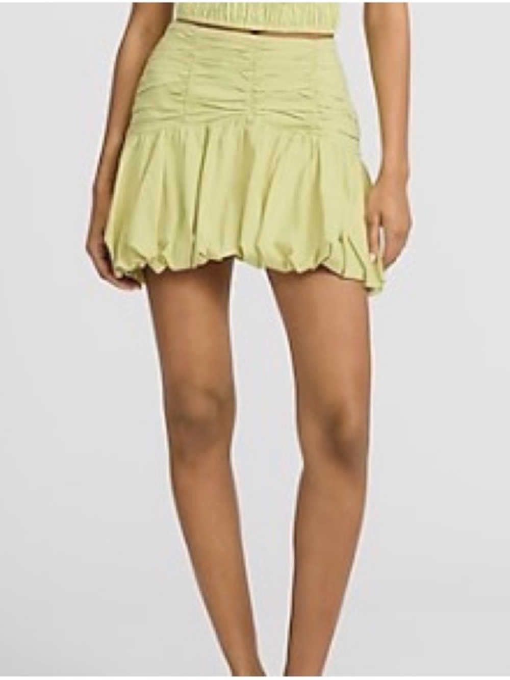 Express High Waisted Ruched Bubble Hem Mini Skirt 🍋‍🟩